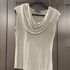 Cable & Gauge Light Gray Draped Neck Blouse